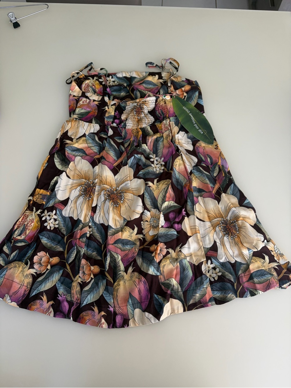FARM Rio Black Floral Mini Dress with Cream, Green and Purple Accents - Picture 2 of 4